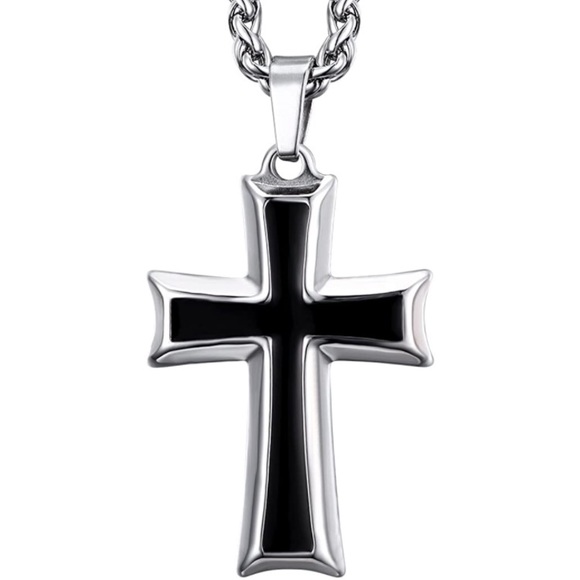Men's Stainless Steel Cross Necklace - Picture 4 of 4